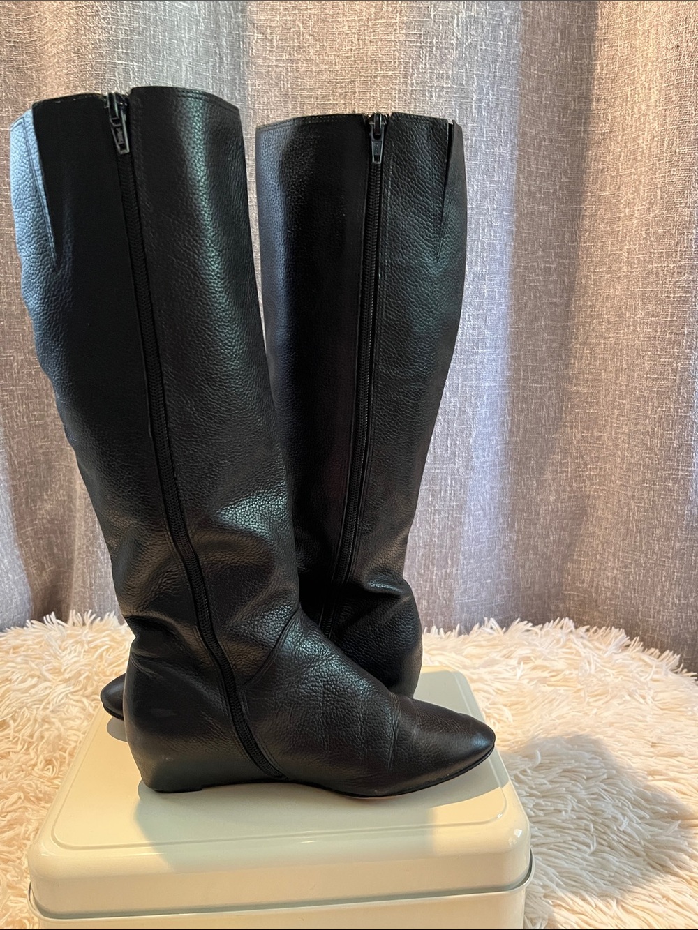 Corso Como Classic Black Knee-High Zip Boots